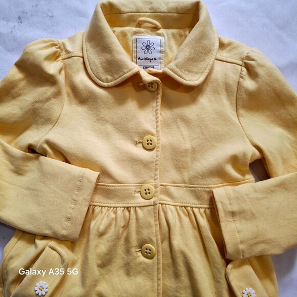 Yellow Gymboree Girls Button-Up Jacket With Daisy Pocket Details Cozy Sm (5-6) - Picture 3 of 7
